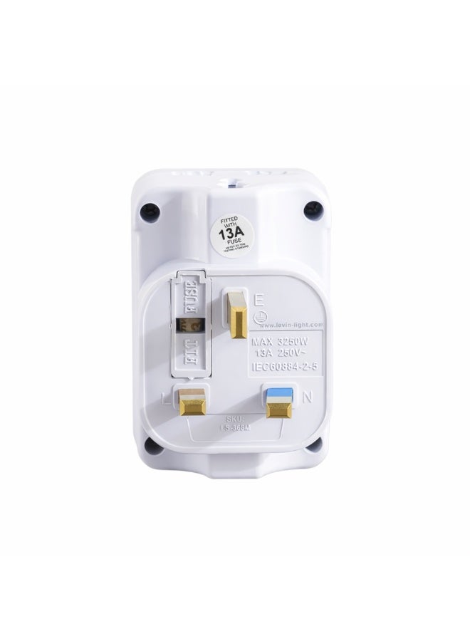 Levin Germany محول عالمي ثلاثي الاتجاهات | سعة 3250 واط | 13 أمبير مع fuse | مؤشر طاقة نيون | غطاء أمان | بناء بلاستيكي قوي | ضمان لمدة عامين - Image 2